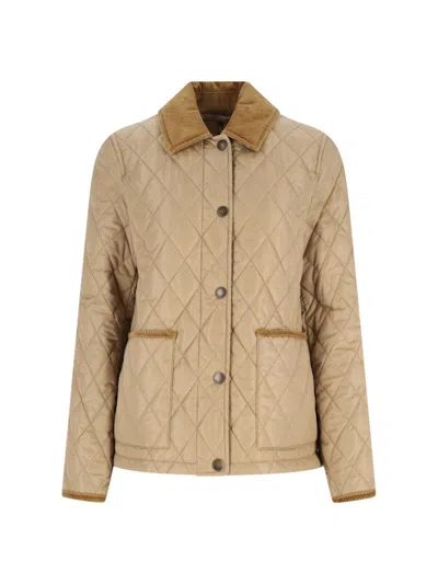 Burberry Doreset Diamond-quilted Jacket In Neutral