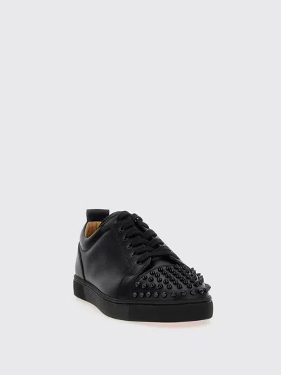 Christian Louboutin Louis Junior Spikes Cap-toe Leather Sneakers In Black