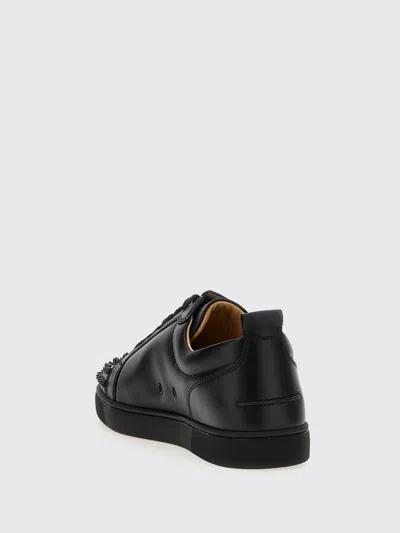 Christian Louboutin Louis Junior Spikes Cap-toe Leather Sneakers In Black