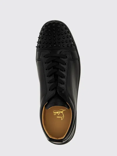 Christian Louboutin Louis Junior Spikes Cap-toe Leather Sneakers In Black