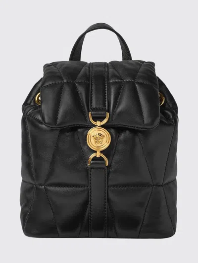 Versace Backpack Quilted Design Gold Tone Hardware In Black