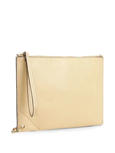 Chloé Spin Leather Pouch In Neutral
