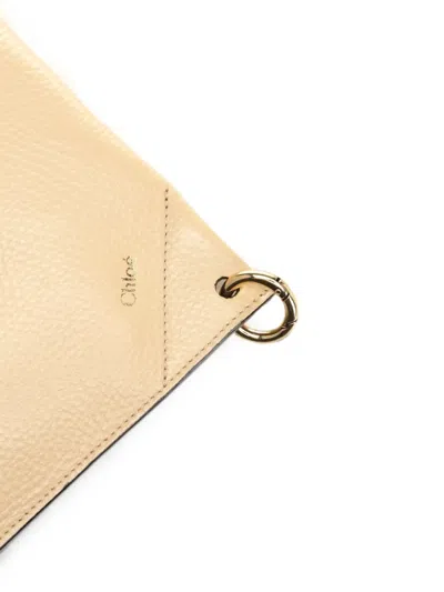 Chloé Spin Leather Pouch In Neutral