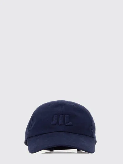Jil Sander Navy Blue Logo Textured Baseball Hat In Blue