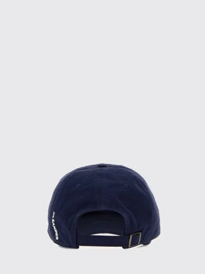 Jil Sander Navy Blue Logo Textured Baseball Hat In Blue