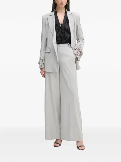 Haveone Pinstripe-pattern Double-breasted Blazer In Gray