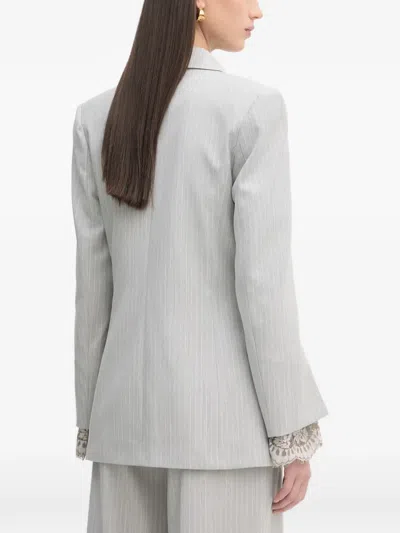 Haveone Pinstripe-pattern Double-breasted Blazer In Gray