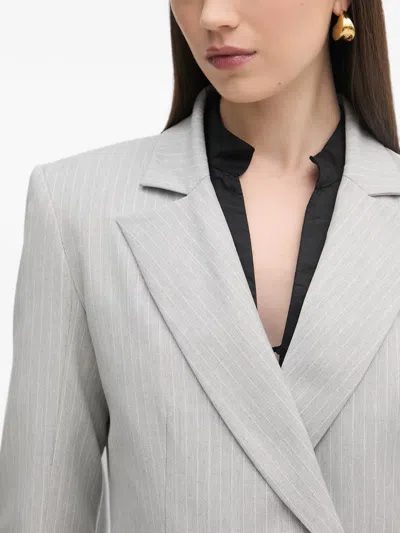 Haveone Pinstripe-pattern Double-breasted Blazer In Gray