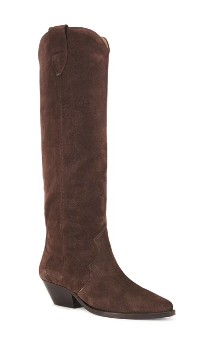 Isabel Marant Denver Leather Knee High Western Boots In Brown