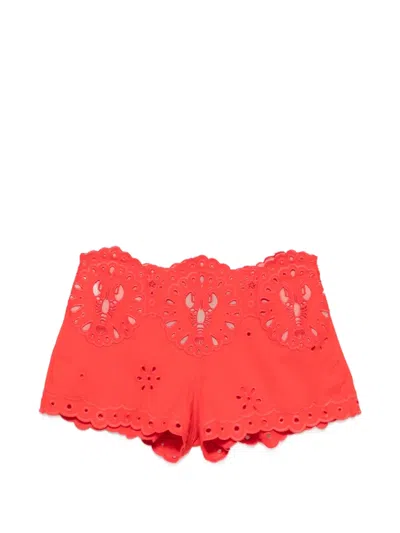 Retroféte Caliane Broderie Anglaise Shorts In Red