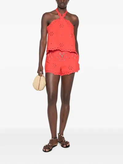 Retroféte Caliane Broderie Anglaise Shorts In Red