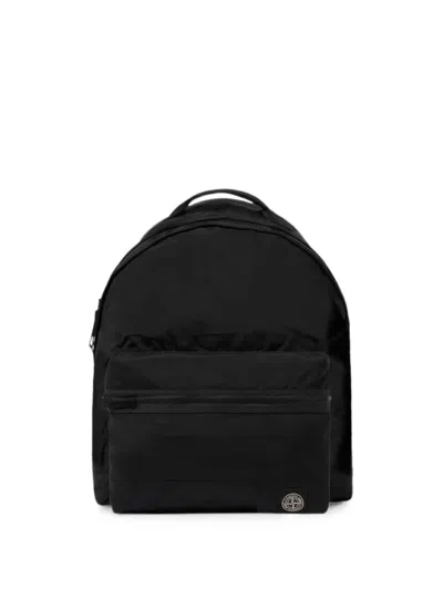 Stone Island Compass Patch Padded Mini Crossbody Bag With Webbing Handle In Black