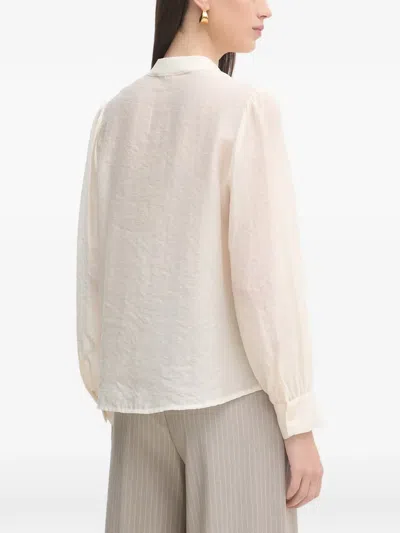 Haveone Ruffled Front-tie Blouse In Black
