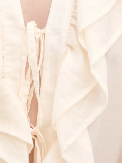 Haveone Ruffled Front-tie Blouse In Black