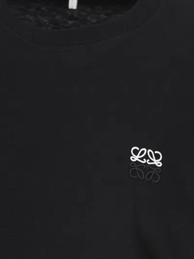 Loewe Mens Anagram-embroidered Cotton T-shirt Black In Black