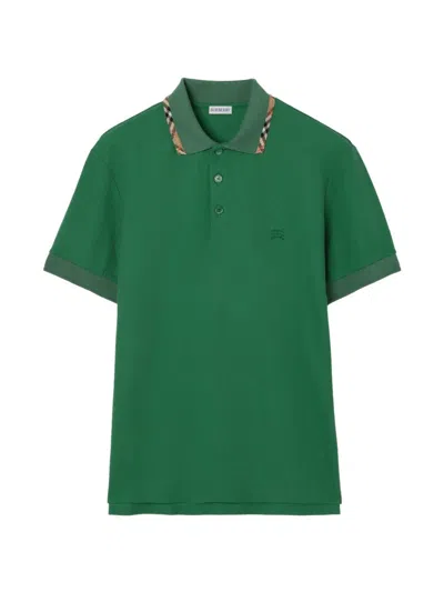 Burberry Equestrian Knight Embroidered Pocket T-shirt In Size M In Green