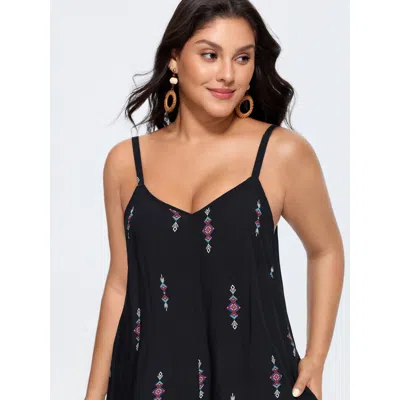 Bloomchic Geometric Print Adjustable Backless Drawstring Jumpsuit In Multi