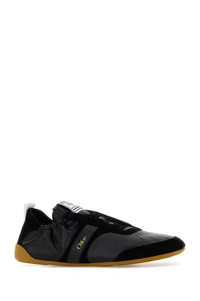 Chloé Sneakers Contrast Sole Elasticated Panels Pull Tab In Black