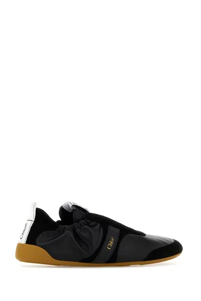 Chloé Sneakers Contrast Sole Elasticated Panels Pull Tab In Black