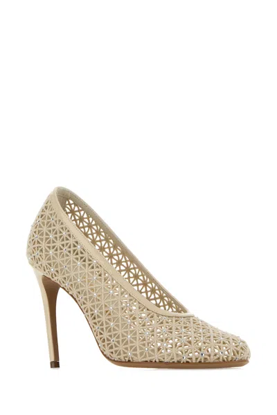 Ferragamo Sand Mesh Sol 95 Pumps In Gold