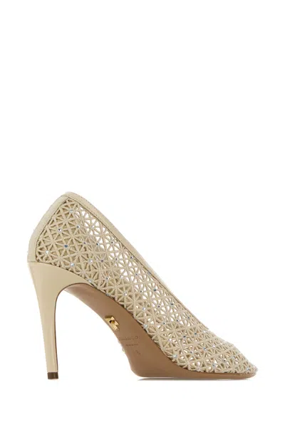 Ferragamo Sand Mesh Sol 95 Pumps In Gold
