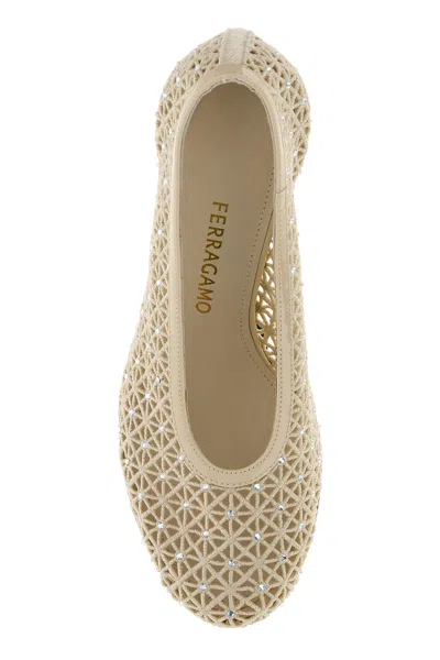 Ferragamo Sand Mesh Sol 95 Pumps In Gold