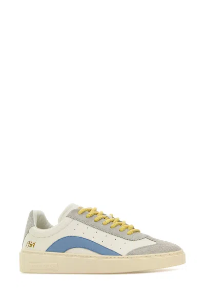 Dsquared2 Sneakers Contrast Panel Flat Sole Round Toe In White