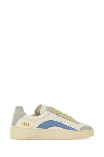 Dsquared2 Sneakers Contrast Panel Flat Sole Round Toe In White