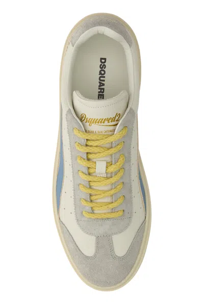 Dsquared2 Sneakers Contrast Panel Flat Sole Round Toe In White