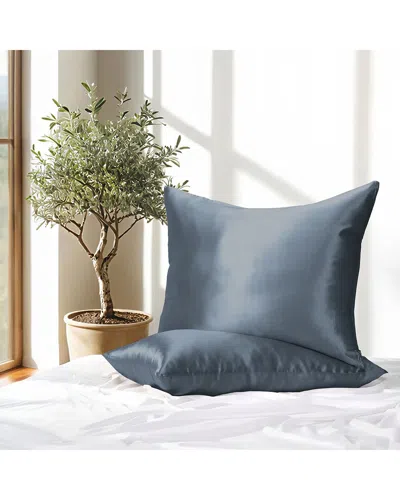 Home Collection Silk Pillowcase 2 Pack In Blue