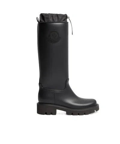 Moncler Rubber Kickstream Boots With Drawstring In Black