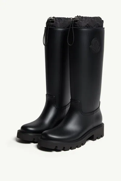Moncler Rubber Kickstream Boots With Drawstring In Black