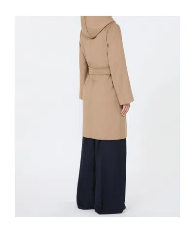 Max Mara Studio Double-drap Virgin Wool Belted Jacket With Side Welt Pockets In Brown