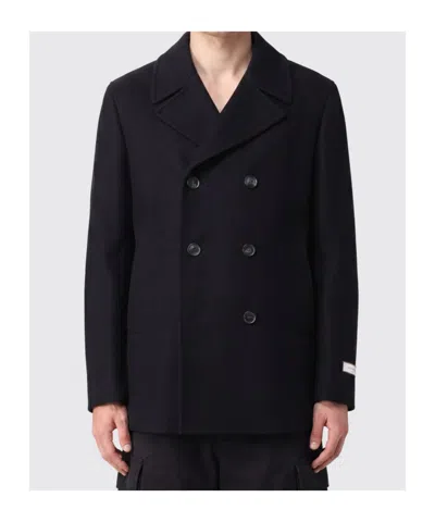 Canali Double-breasted Coat In Black