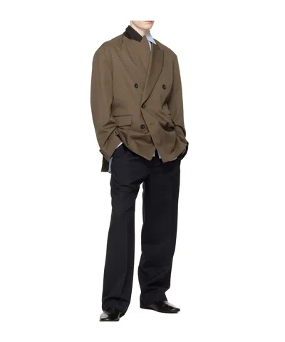 Ssstein Oversized Double-breasted Suit Jacket In Brown