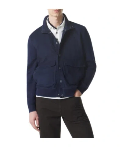 Canali Minimalist Suede Jacket In Blue