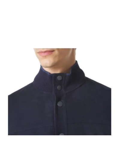 Canali Minimalist Suede Jacket In Blue