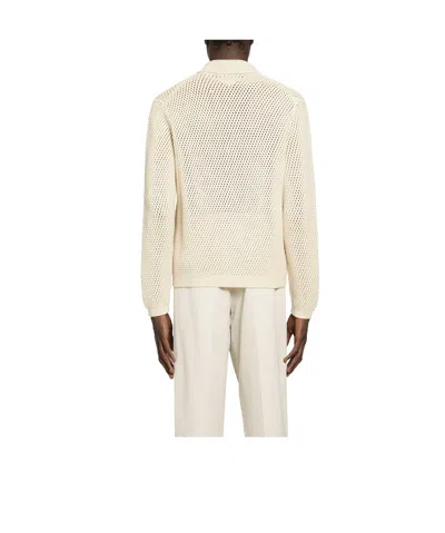 Prada Open-knit Collared Cardigan In Neutral