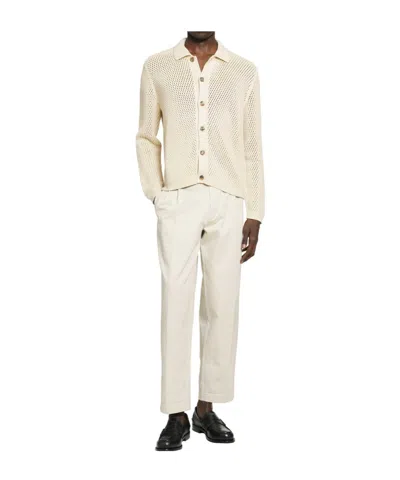 Prada Open-knit Collared Cardigan In Neutral