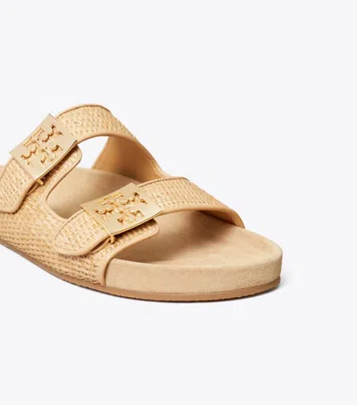 Tory Burch Mellow Logo-embellished Raffia And Leather Sandals In Brown