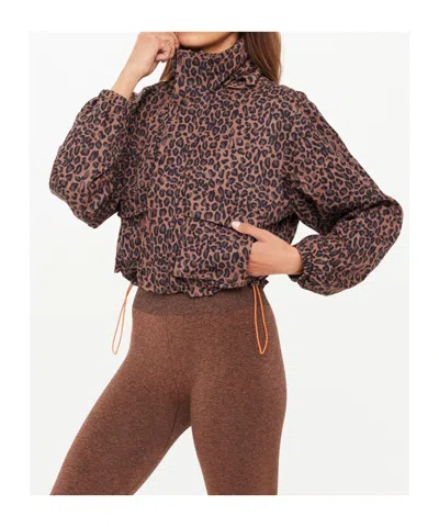 The Upside Ludlow Ace Leopard-print Track Jacket In Brown