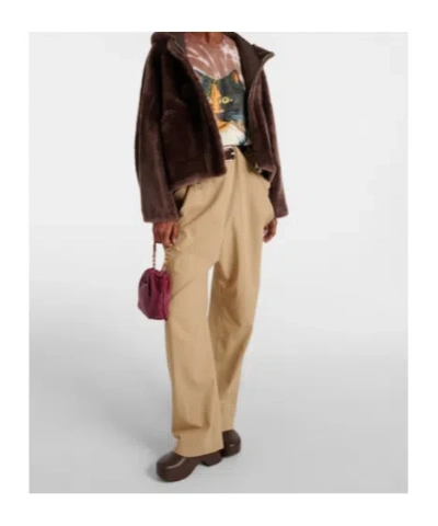 Blancha Cropped Shearling Jacket In Brown