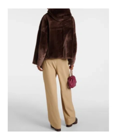Blancha Cropped Shearling Jacket In Brown