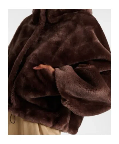 Blancha Cropped Shearling Jacket In Brown