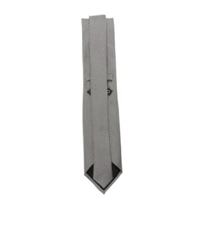 Tom Ford Silk Tie With Houndstooth Pattern In Gray