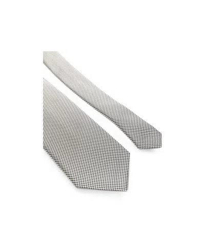 Tom Ford Silk Tie With Houndstooth Pattern In Gray