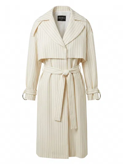 Dondup Pinstripe-pattern Belted Coat In White