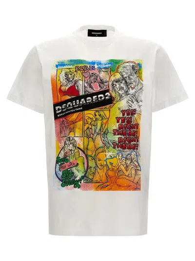 Dsquared2 White Graphic Print T-shirt In White