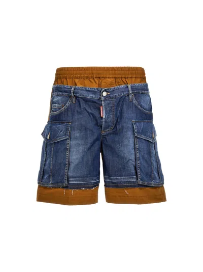 Dsquared2 Multicolor Denim Bermuda Shorts In Multicolor