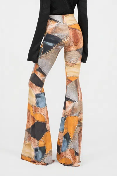 Roberto Cavalli Patchwork-print Flared Trousers In Multi